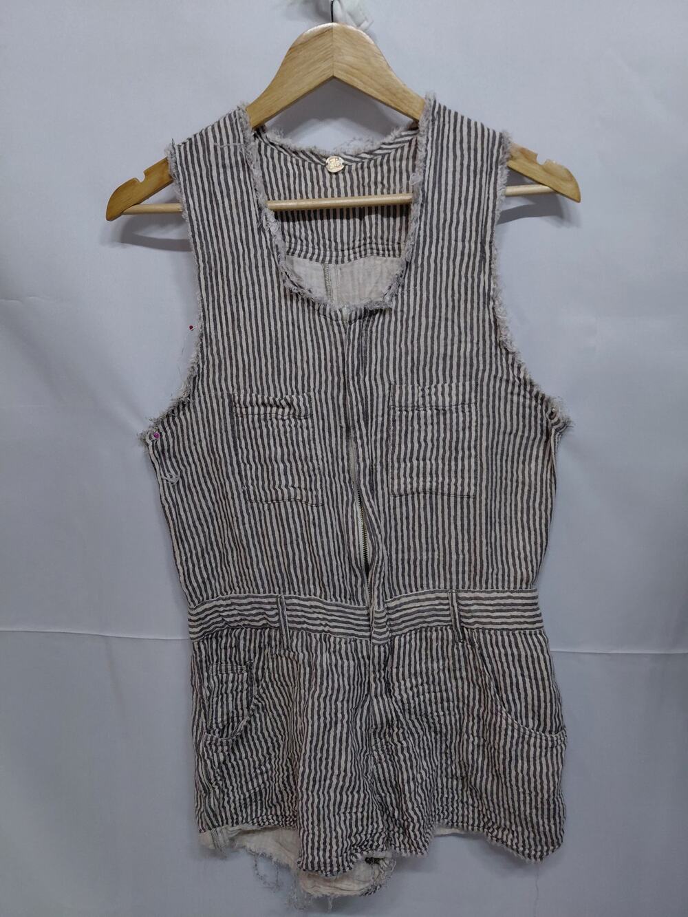 Free People Striped Romper Neck Lightweight Women See Measurements